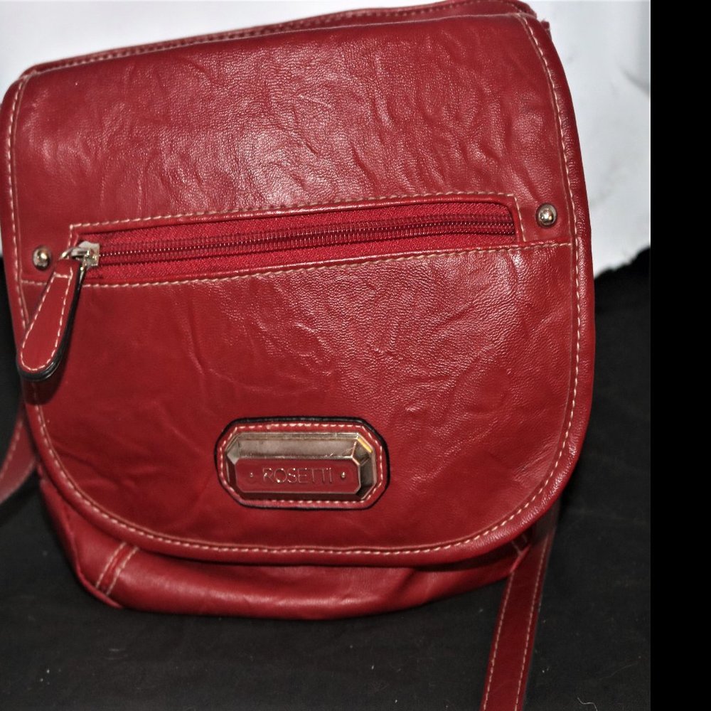 Women's Red Rosetti Saddle Bag Purse with crossover body strap